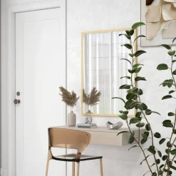 Miroir mural rectangulaire dim. 70L x 90H cm cadre MDF aspect bois clair