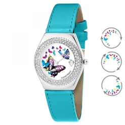 Montre Alysson papillon à mouvement tournant SC Crystal ornée de Cristaux scintillants