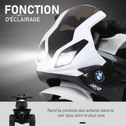 Moto Electrique BMW S1000, 25W pour Enfant, 3 Roues, Système Audio et Phares Fonctionnels