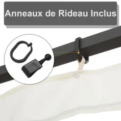 Moustiquaires pour tonnelle barnum pavillon de jardin 3 x 3,65 m - lot de 4 moustiquaires zippées + crochets d'attaches - polyester nylon