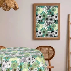 Nappe en toile cirée ronde Champs - Diam. 135 cm - Vert