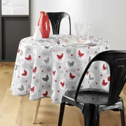 Nappe ronde antitache Plumette - Diam. 180 cm - Gris