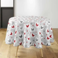 Nappe ronde antitache Plumette - Diam. 180 cm - Gris