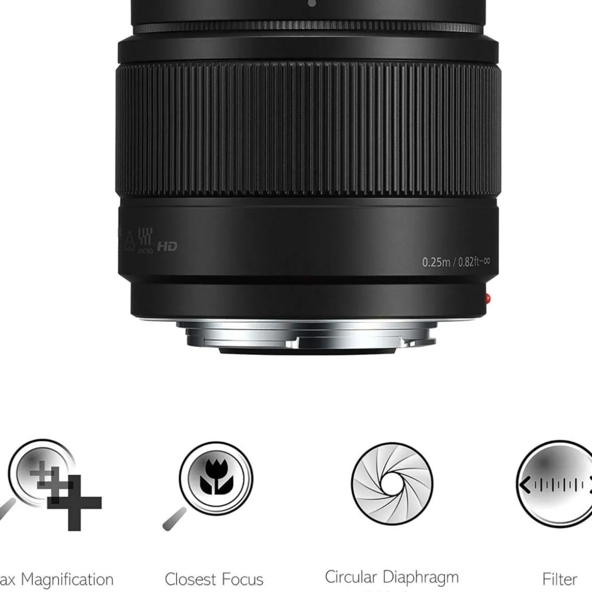 Objectif pour Hybride 25mm f/1.7 noir Lumix G