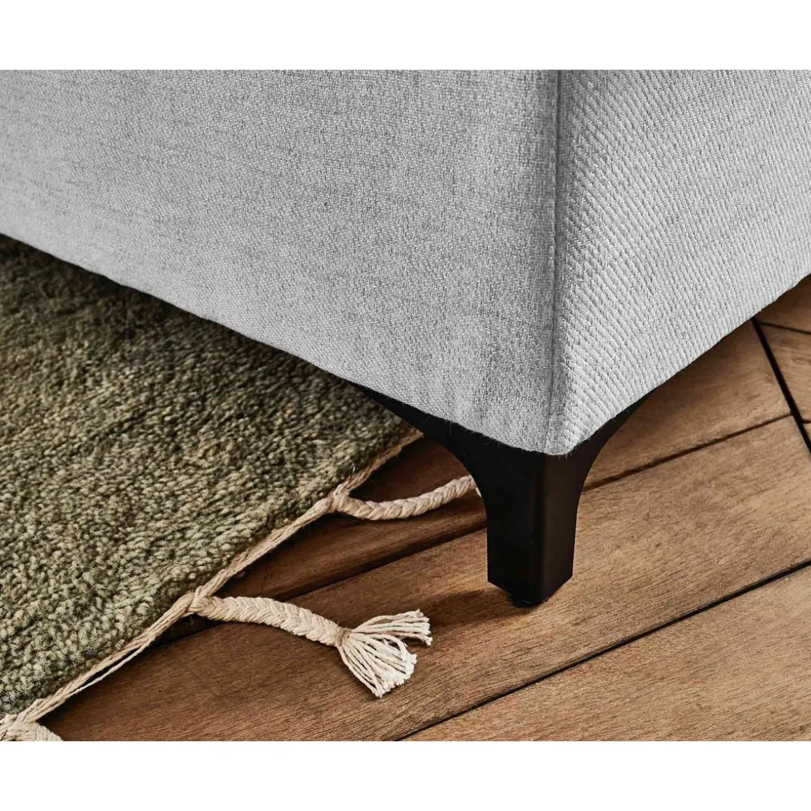 Olinda - canapé d'angle droit - 5 places - convertible avec coffre et têtières réglables - en tissu