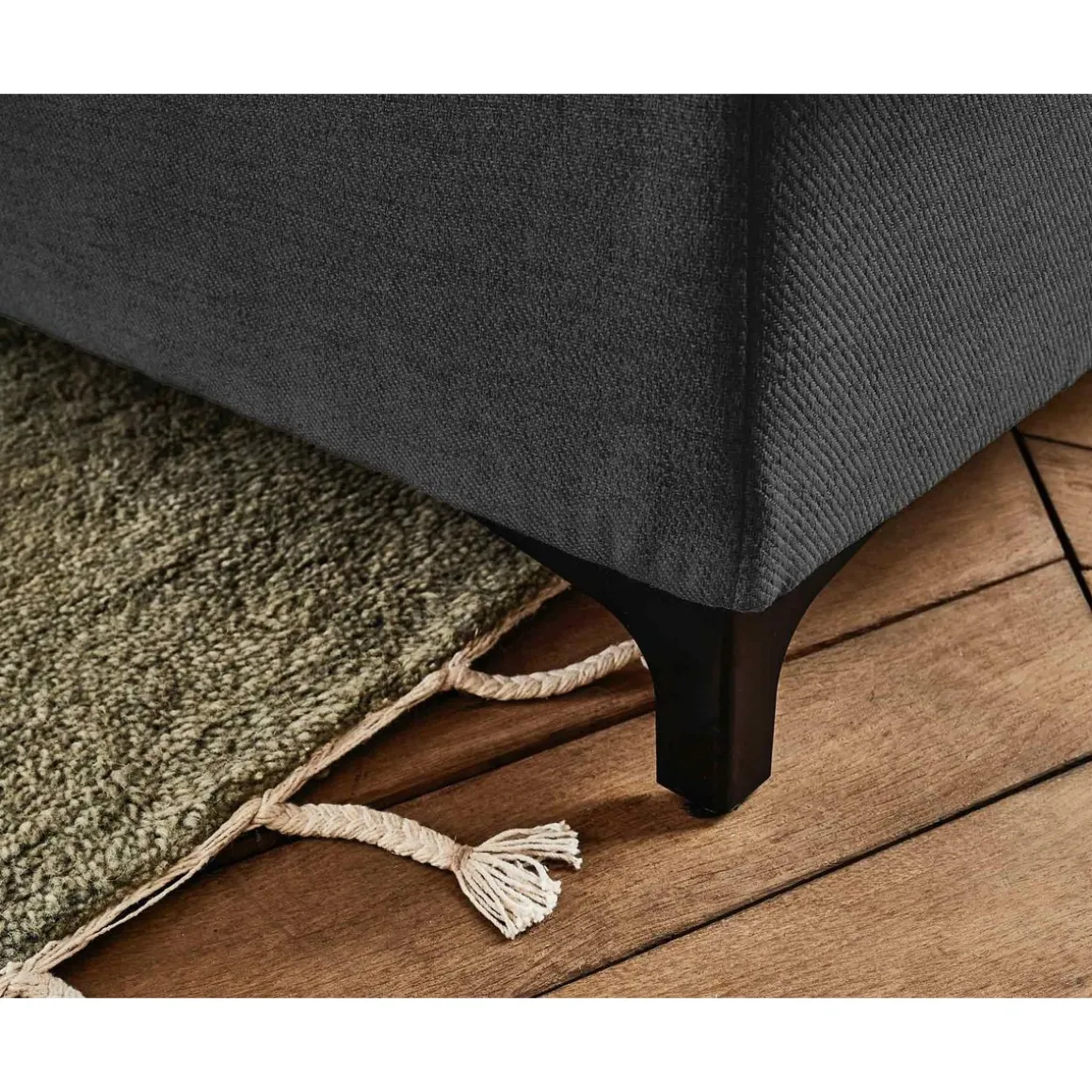 Olinda - canapé d'angle droit - 5 places - convertible avec coffre et têtières réglables - en tissu