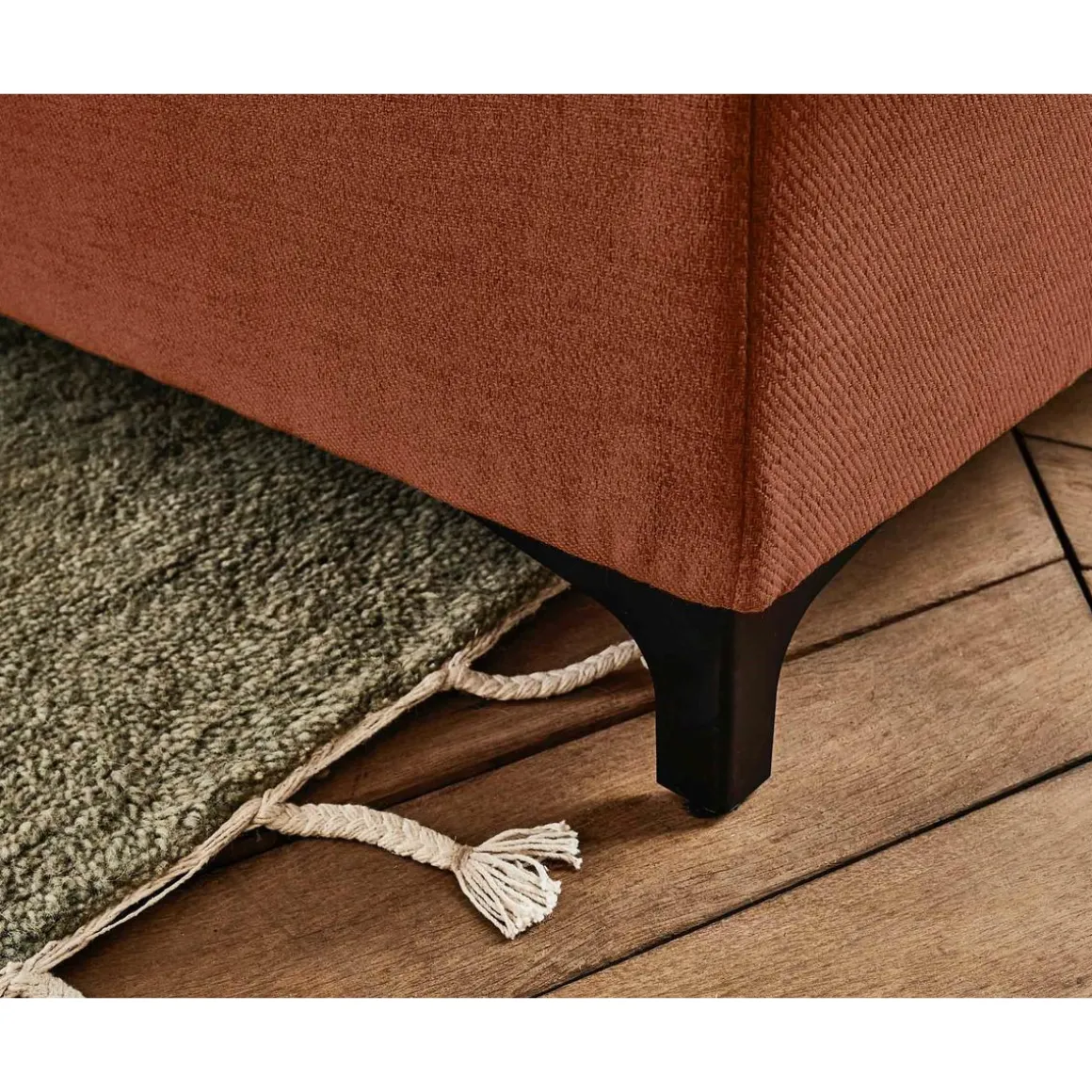 Olinda - canapé d'angle droit - 5 places - convertible avec coffre et têtières réglables - en tissu