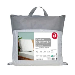 Oreiller ergonomique soutien et confort flocons de mousse