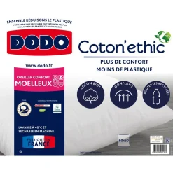 Oreiller moelleux en coton Bio COTON'ETHIC