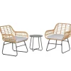 Outsunny Ensemble bistro de jardin 2 places 3 pièces style exotique 2 fauteuils + table basse résine tressée beige acier époxy gris
