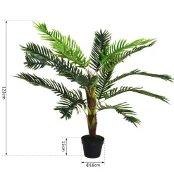 Outsunny Palmier artificiel hauteur 123 cm arbre artificiel décoration plastique fil de fer pot inclus vert