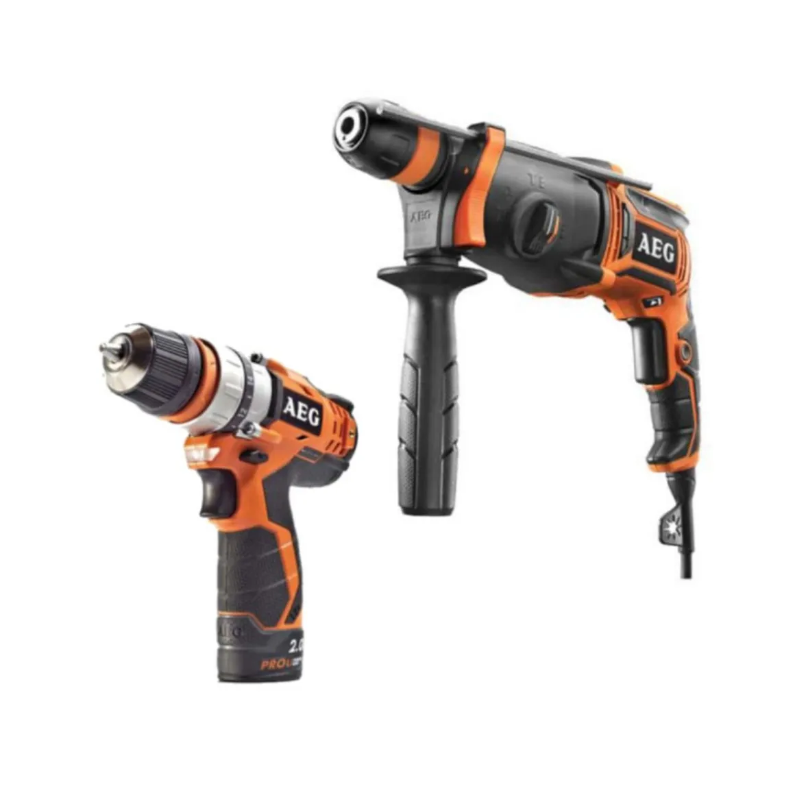 Pack AEG Perforateur burineur électrique SDSPLUS 800W 2.4 Joules - Perceuse-visseuse 12V Prolithium