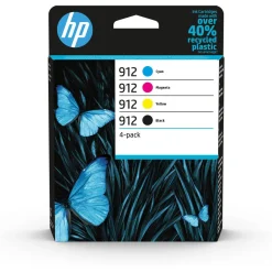 Pack de 4 Cartouches d'Encre HP 912 Noire, Cyan, Magenta, Jaune Authentiques (6ZC74AE) pour HP OfficeJet Pro 8010 series / 8020 series