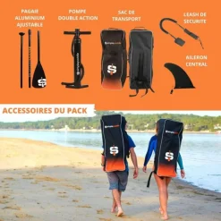 Paddle Gonflable L 11' 32'' 6'' (335 x 81 x 15 cm) avec Pagaie, Leash, Pompe et Sac de Transport