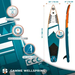 Paddle Gonflable RACE 12' 30'' 6 (340 x 76 x 15 cm) avec Pagaie, Leash, Pompe et Sac de Transport