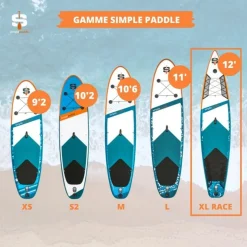 Paddle Gonflable RACE 12' 30'' 6 (340 x 76 x 15 cm) avec Pagaie, Leash, Pompe et Sac de Transport