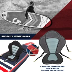 Paddle gonflable RACE 12'6 - 384 x 71 x 15 cm - Stand up paddle avec pagaie, leash, pompe, anneaux de kayak et sac de transport