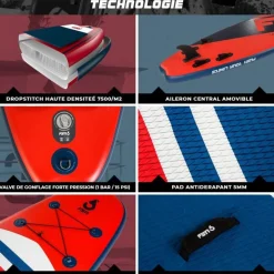 Paddle Gonflable VULK 9'8 - 299 x 81 x 13 cm - Stand Up Paddle avec pagaie, leash, pompe et sac de transport