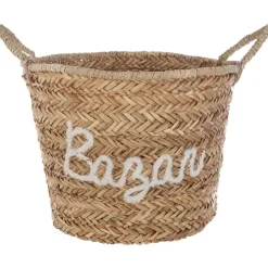 Panier à anses en osier brodé BAZAR