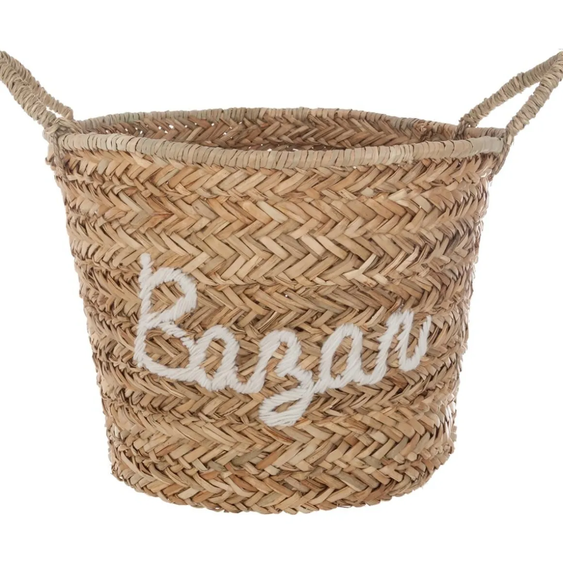 Panier à anses en osier brodé BAZAR