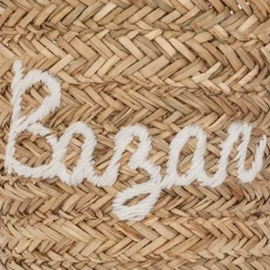 Panier à anses en osier brodé BAZAR