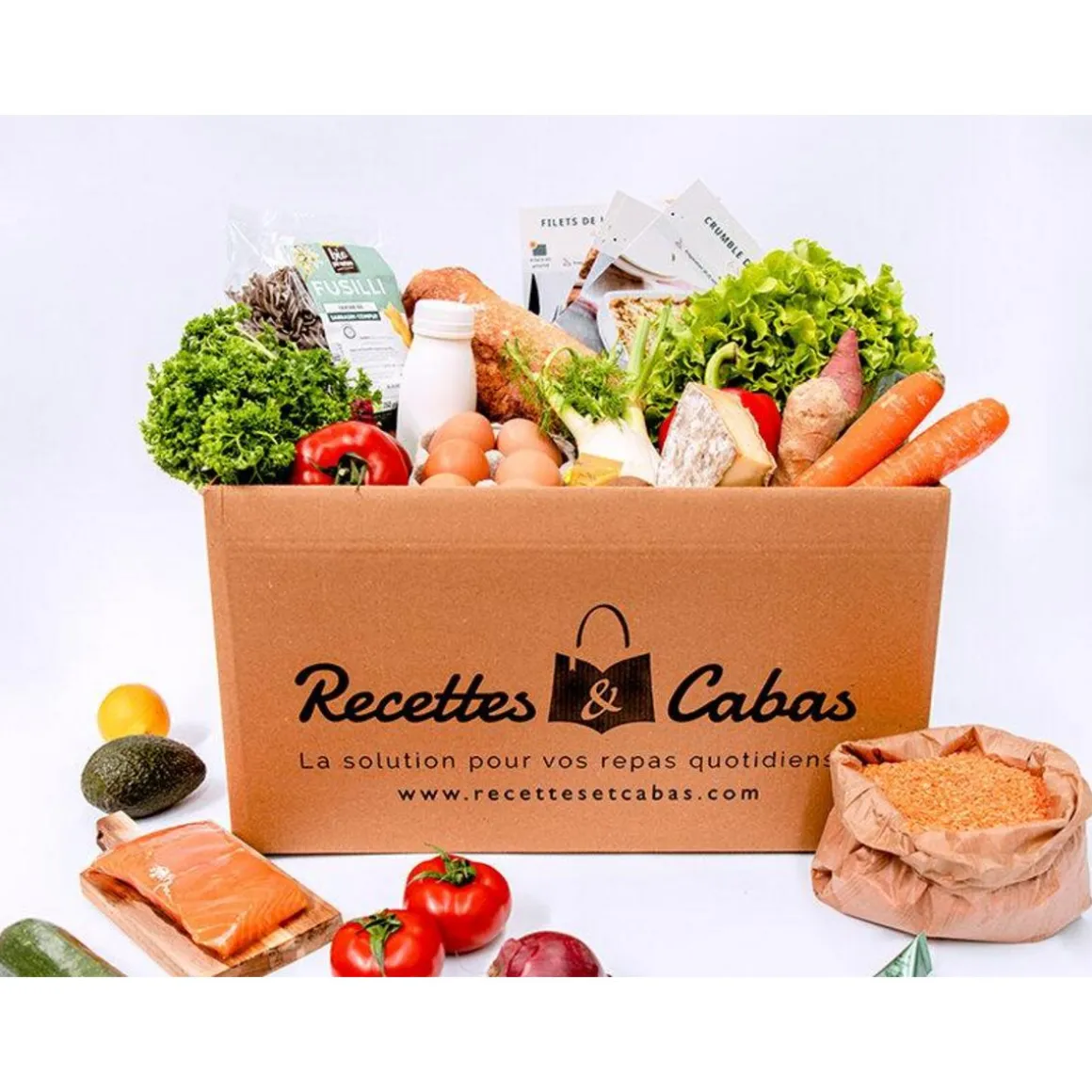 Panier à cuisiner Recettes et Cabas pour 2 personnes avec 4 délicieuses recettes - Coffret Cadeau Gastronomie