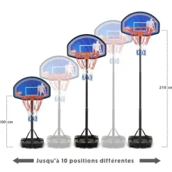 Panier de basket réglable en hauteur de 1m à 2m10 (10 positions) - Milwaukee - avec Ballon et Pompe