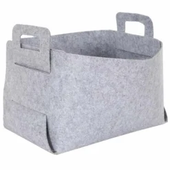 Panier de Rangement Feutre Pliable 50cm Gris