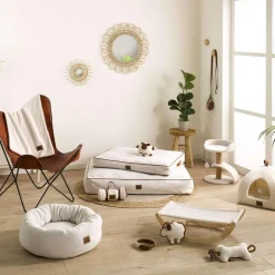 Panier Pattenrond en laine bouclée pour chat et chien - Ecru