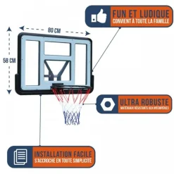 Panneau de Basket Portable Mural Los Angeles 80 x 58 cm