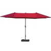 Parasol de jardin XXL dim. 4,6L x 2,7l x 2,4H m ouverture fermeture manivelle pied & contrepoids inclus acier polyester haute densité bordeaux