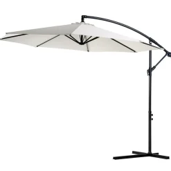Parasol déporté octogonal inclinable manivelle pied acier Ø 3 x 2,5H m crème