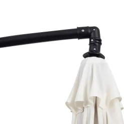 Parasol déporté octogonal inclinable manivelle pied acier Ø 3 x 2,5H m crème