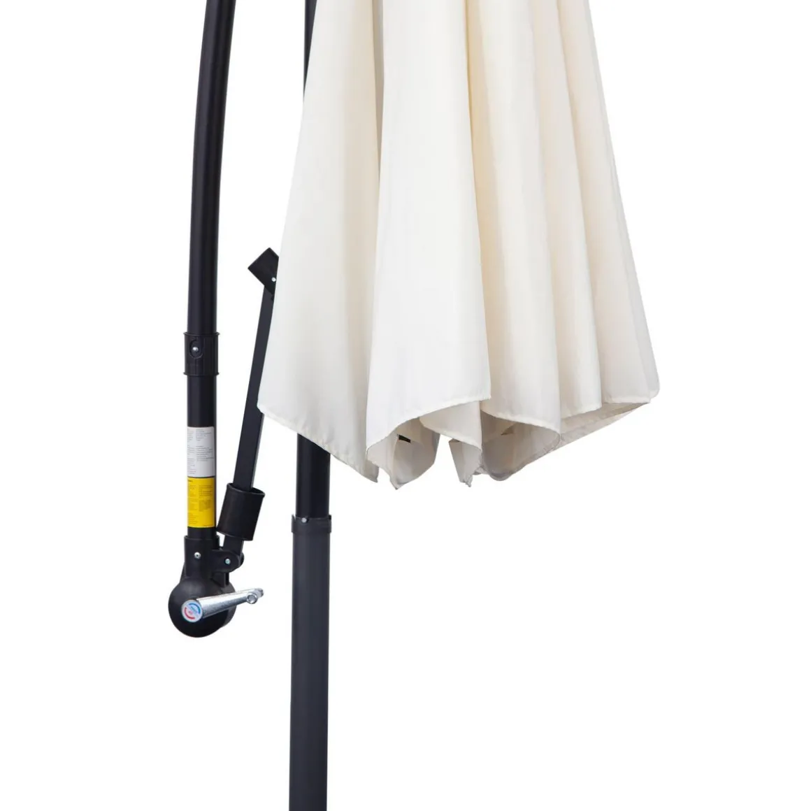 Parasol déporté octogonal inclinable manivelle pied acier Ø 3 x 2,5H m crème