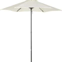 Parasol droit de jardin balcon terrasse grande taille toile polyester 160 g/m² Ø 1,96 x 2H m mât alu beige