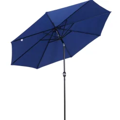 Parasol en métal rond polyester 180g/m² manivelle inclinable Ø 3 x 2,45 m bleu