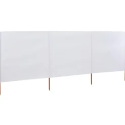 Paravent 3 panneaux Tissu 400 x 80 cm Blanc sable
