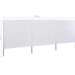 Paravent 3 panneaux Tissu 400 x 80 cm Blanc sable