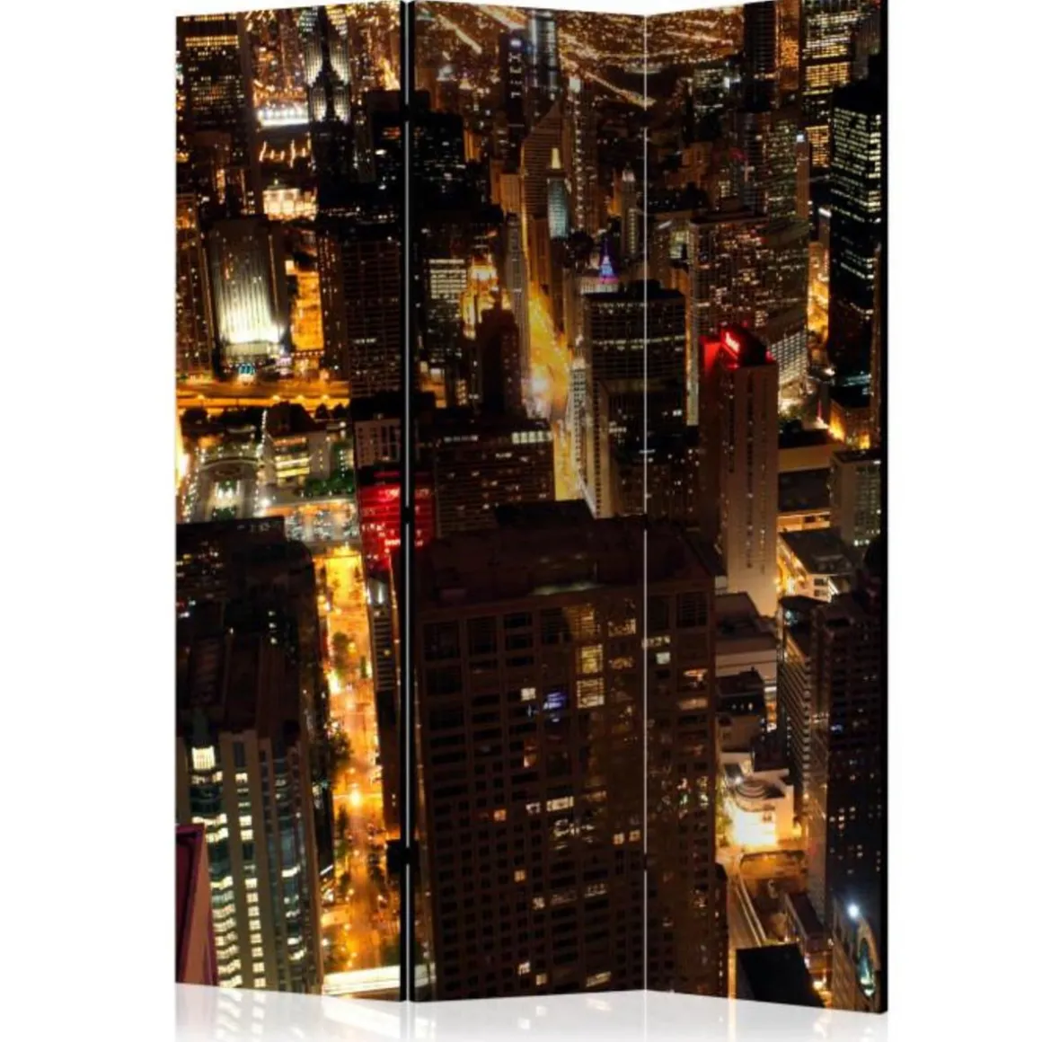 Paravent 3 Volets City By Night Chicago USA 135x172cm