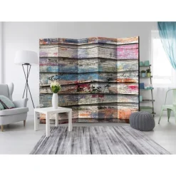 Paravent 5 Volets Colourful Wood 172x225cm