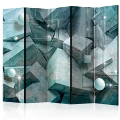 Paravent 5 Volets Concrete Cubes Green 172x225cm