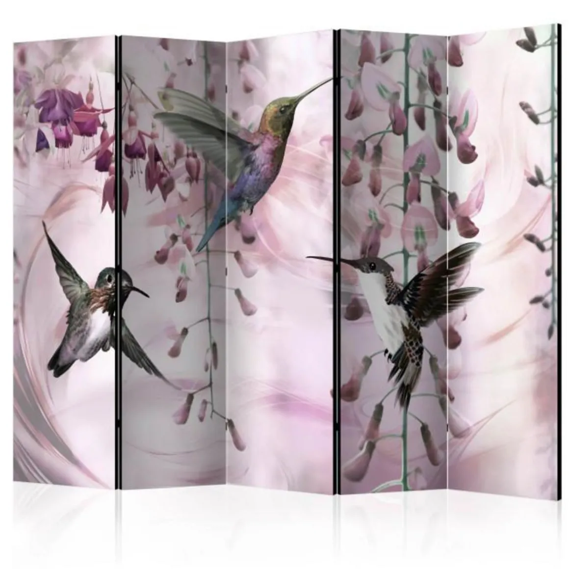 Paravent 5 Volets Flying Hummingbirds Pink 172x225cm