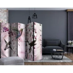 Paravent 5 Volets Flying Hummingbirds Pink 172x225cm