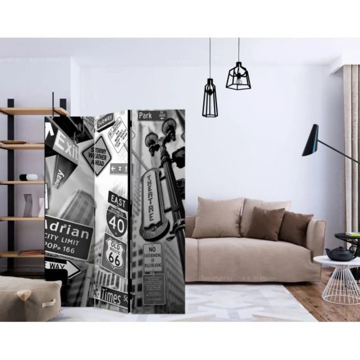 Paravent 3 Volets Roads To Manhattan 135x172cm