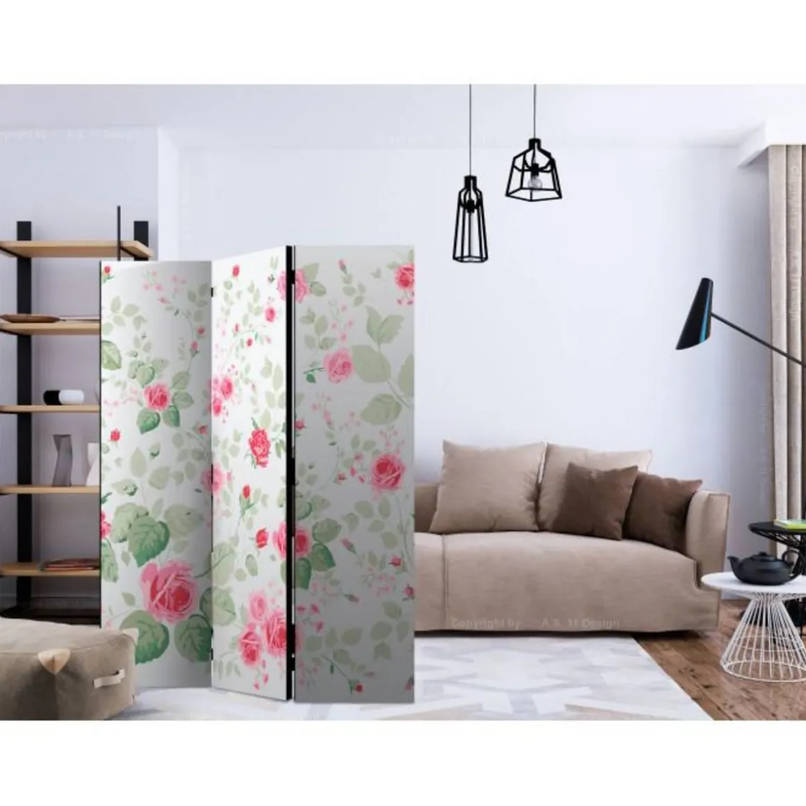 Paravent 3 Volets Rosy Pleasures 135x172cm