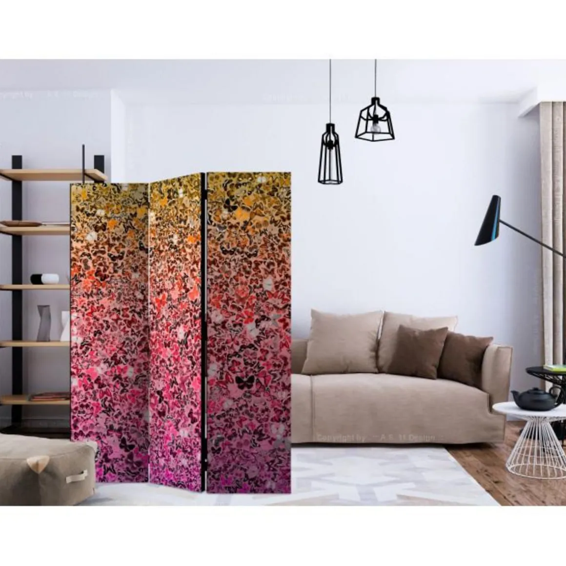 Paravent 3 Volets The Language of Butterflies 135x172cm