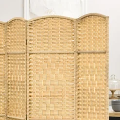 Paravent intérieur en bois 4 panneaux 180 x 180 cm séparateur de pièce pliable bois naturel
