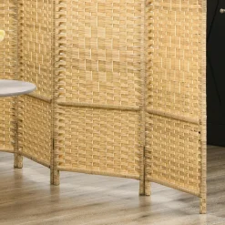 Paravent intérieur en bois 4 panneaux 180 x 180 cm séparateur de pièce pliable bois naturel