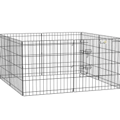 Parc enclos modulable pour chien animaux porte verrouillable 8 panneaux dim. panneau 61L x 61H cm métal noir