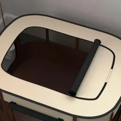 Parc pliable pour chien en tissu Oxford - fenêtres, portes en maille - sac de rangement - marron